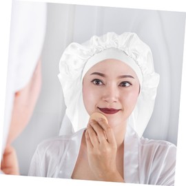 Mikinona 1set Long Hair Bonnet Set for Women Satin Sleeping Hat Head Band Hair Care Bonnet Comfortable Sleep Hat