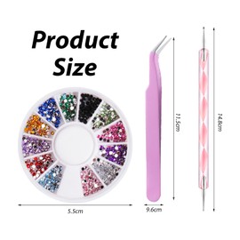 1 Platte Mit Nail-Art-Strasssteinen, 1 Punktierstift, 1 Pinzette, Nail-Art-Zubehör, Mini-Strasssteine, Flache Strasssteine, Nail-Art-Kristalle, Geeignet Für Gesichtskunst Und Nail-Art-Dekoration
