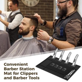 Barber Mat for Clippers, PVC Clipper Mat, Barber Mat for Station, PVC Rectangular Design, Ideal Barber Mat for Organizing Tools, Easy to Clean