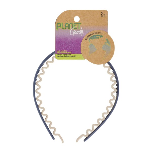 GOODY Planet Classic SlideProof Headbands 2ct Oatmeal and Navy