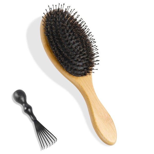 ANGNYA Natural Boar Bristle Brush and Comb for Normal to