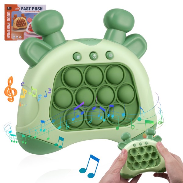 Light Up Pop Fidget Game, Pop it Game Sensory Toys for Kids, Push Bubble Pattern Popping Game, Tap Tap Smart Fidget, Pop Push it Game Controller Machine, Stress Relief Gifts for Kids Adults (Green)