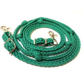 Unbranded Barrel Reins With Grip Knots Hand Braided Kelly Green Paracord Western Tack - 10'