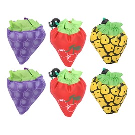 YANJIY Shopping Bag, Pack of 3 Fruit Shape Cute Tote Bag, Foldable Cherry Grape Pineapple Shopping Bag, Reusable Storage Bag, Lightweight Bags for Storage, Shopping, Travel, Red cherry, purple grape,