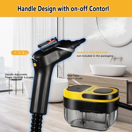 Handheld Steam Cleaner, On-off Control, 1600ml Water Tank, Continuous Steam for Cleaning Floors, Tiles, Carpets, Grout, Upholstery, Furniture Yellow
