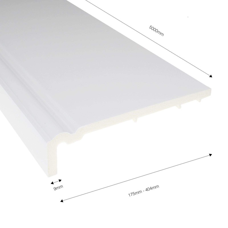 White, 150mm UPVC Ogee Fascia Capping 9mm 5m Length Cellular