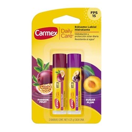 Bálsamo para labios Carmex Daily Care duo pack passion fruit & sugar plum fps 15