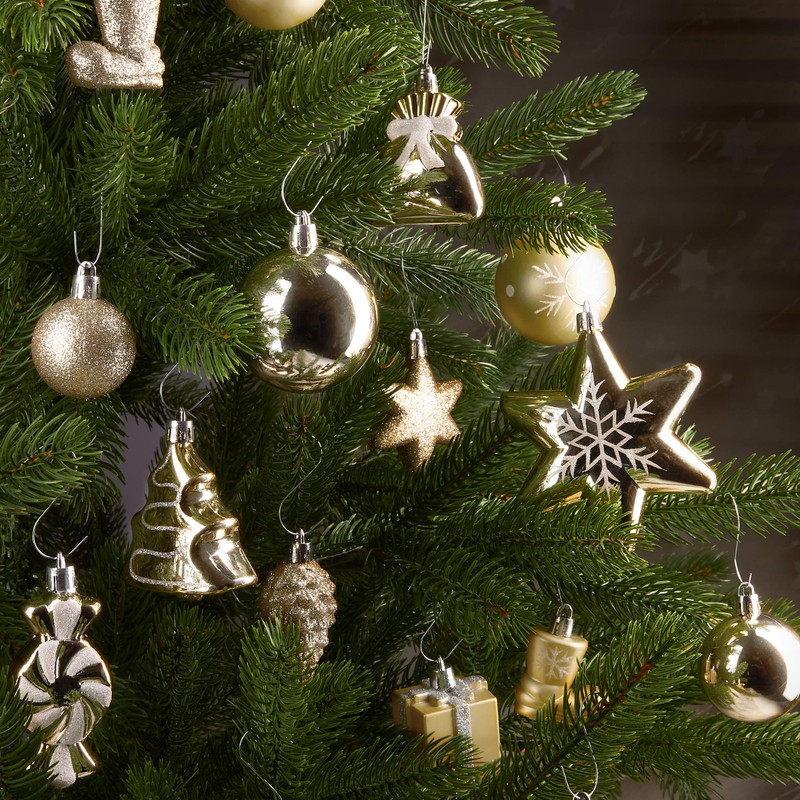 Brubaker 77-piece set Christmas tree decorations with baubles, stars, boots,