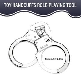 Children's Handcuffs, Handcuffs, Police Toy Handcuffs, Stainless Steel Police Handcuffs with 2 Keys for Role Play, Police and Robber Costume and Carnival, Criminal, Convict