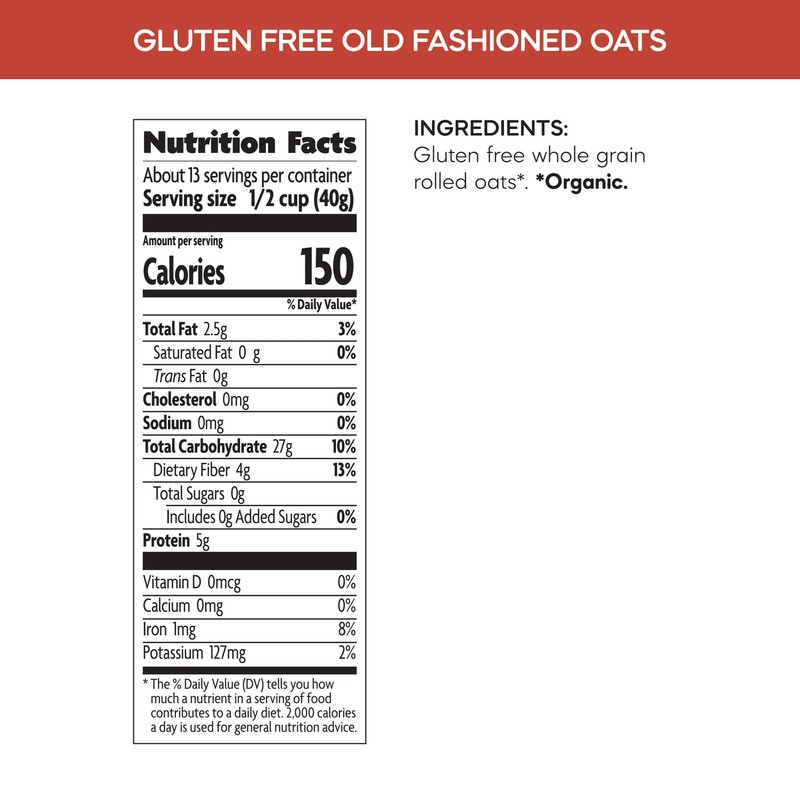 Nature's Path Organic Gluten Free Old Fashioned Oats, 18 Ounce