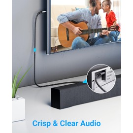 BlueRigger Optical Audio Toslink Cable - 15FT (Digital Audio Optical Cable for Soundbar, Braided Fiber Optic, S/PDIF Digital Toslink Audio Cable) - Compatible with Home Theatre, TV, Game Console, DVR