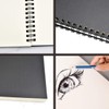 Chstarina 2pcs A5 Sketchbook Spiral Bound Black Sketch Book Kraft
