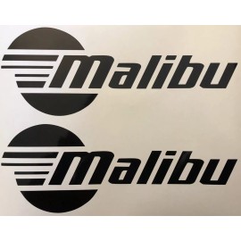 Malibu Boat 24” Black Decals Vinyl High Quality New Stickers - Set Of 2