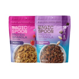 Magic Spoon Magic Spoon Protein Granola - High Protein Granola, Keto Friendly, Low Sugar, Grain Free, Healthy Breakfast or Quick Snack (1 bag of each: Mixed Berry, Dark Chocolate Almond)