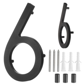 sourcing map Floating House Numbers, 6 Inch Solid Aluminum Modern Address Number for Outside with Nails Kit for Home Street Office Mailbox Sign(Number 6, Black)