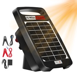 10 Miles Solar Electric Fence Charger,Output 0.18J Electric Fence Charger,24-Hour Uninterrupted Protection Solar Fence Charger,Solar Fence Energizerr That can Work for 14 Days Without Sunlight