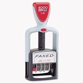 2000 Plus 011032 Two-Color Word Dater, 1 3/4 X 1,"Faxed", Self-Inking, Blue/Red