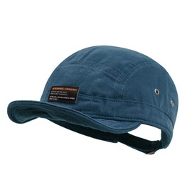 Clakllie Soft Short Brim 5 Panel Baseball Cap Cotton Trucker Hat Men Adjustable Flat Strapback Dad Hats Short Bill Cap,DY09-Blue