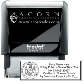 Self Inking New York Notary Stamp, Notary Stamp New York, Rectangular Imprint, Sized 7/8" x 2-1/4", Up to 5,000 Impressions and Available in 11 Ink Colors, Easy Press and Print Stamping