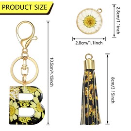 XGALBLA Letter B Keychain Accessories Cute Sunflower Initial Key Ring Premium Bag Charm Keychain Accessories for Women