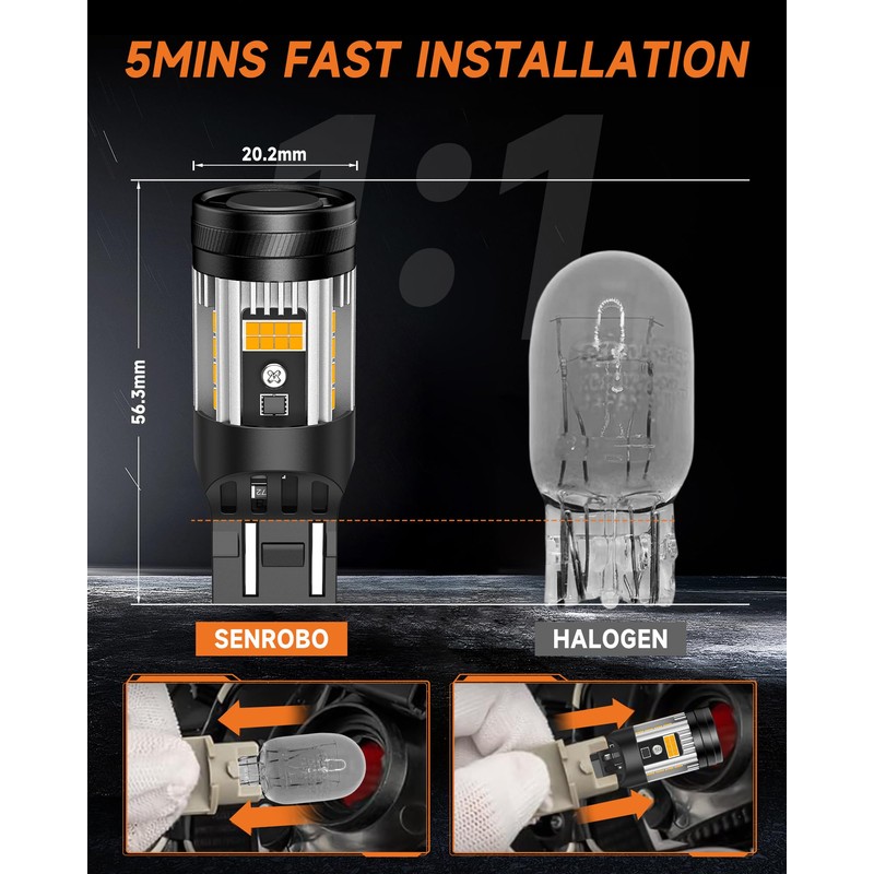 Amber LED Front/Rear Turn Signal Light Bulbs Fit for Chevy