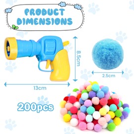 ePicsoa Interactive Cat Toy 200 Balls, Soft Cat Balls, Kitten Pompom Toy Balls with Cat Toy Launcher Cat Toy Ball Toy for Cats Dogs Indoor