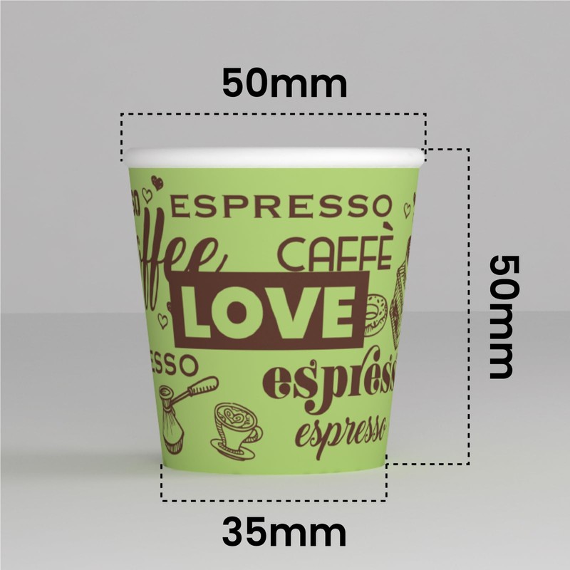 LoveGreenCUP 200 Paper Coffee Cups 65ml Eco Friendly Biodegradable Disposable