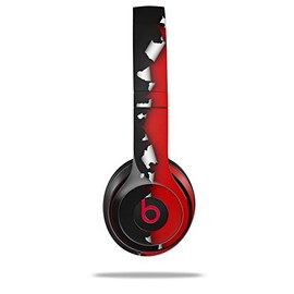 WraptorSkinz Skin Compatible with Beats Solo 4, Solo 3 and Solo 2 Wireless Headphones - Ripped Colors Black Red - Decal Vinyl Wrap (Headphones NOT Included)
