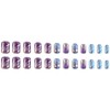 Purple Stripe Fake Nails Short Square Press on Nails Full