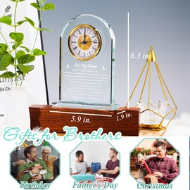 YWHL Gifts for Brother from Sister Brother, Meaningful Birthday Gifts for Older Brother, Glass Clock Adult Big Brother Gifts for Christmas Graduation Fathers Day (Battery not Included)