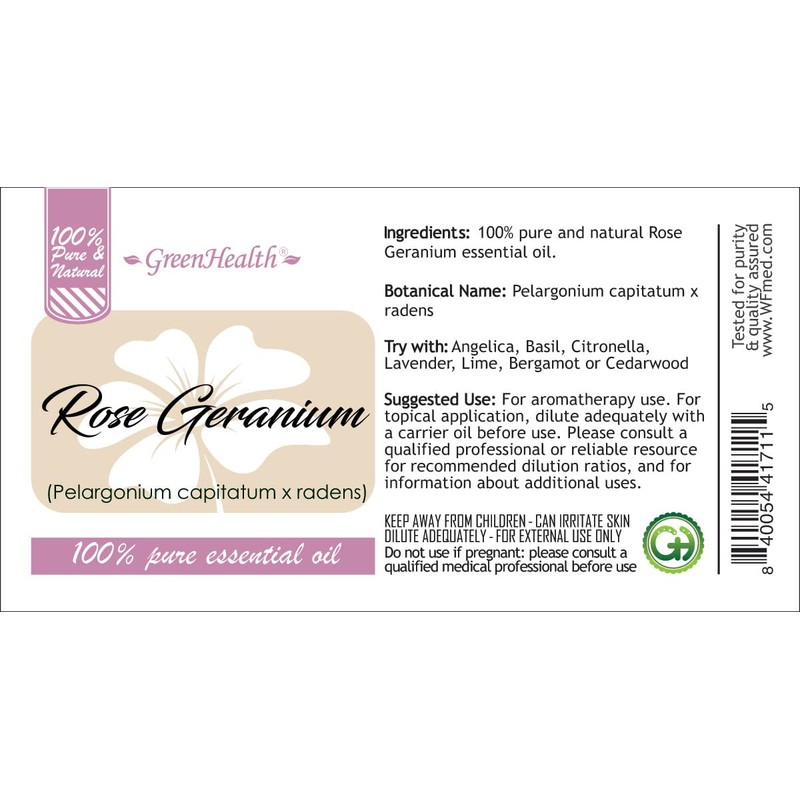 GreenHealth Rose Geranium Essential Oil - 4 fl oz Amber