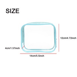 1 PCS Clear PVC Makeup Bag with Zipper, Portable Travel Zippered Pouch, Blue Travel Toiletries Bag for Vacation Bathroom Organizing, 14x4x12cm