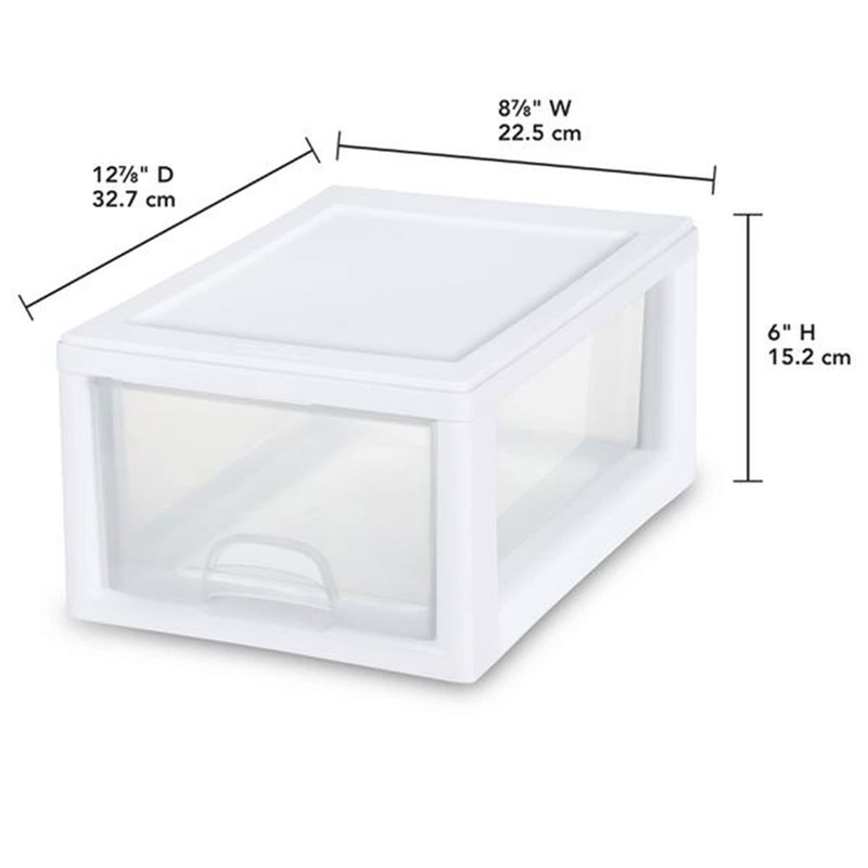 Sterilite 18-Pack Stacking Drawers, Clear Storage Closet Organizer, White Frame,