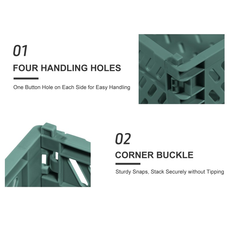 2 Pieces Folding Crate, Plastic Sturdy Folding Boxes, Foldable Storage