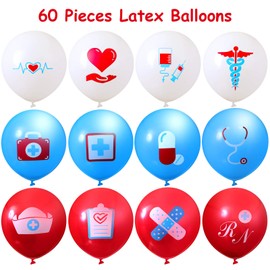 60 Pieces Nurse Balloons Party Decoration Supplies Nursing Latex Balloons Decorations for Nurse Graduation RN Themed Party