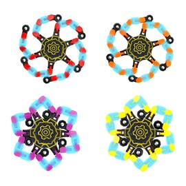 Fidget Spinner, RoadLoo 4 Pieces Robot Fidget Spinner Luminous DIY Malleable Fingertip Gyro Spinning Desk Toy for Children Adults Birthday Gift Classroom Prices