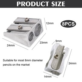 8 Pcs Pencil Sharpeners Set, 4 Pcs Double Hole & 4 Pcs Single Hole Metal Pencil Sharpener, Manual Pencil, Crayon Makeup, Home, School, Office Supplies