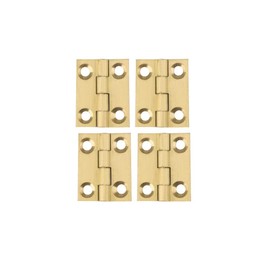YOFASEN Copper Small Hinges Door Hinges - Brass Folding Butt Hinges Furniture Cabinet Butt Hinges with Hinge Fixing Screws, Gold, 1 Inch(25x20x1.2mm) - 4pcs