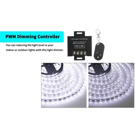 12V LED Dimmer,RF Wireless Dimmer,DC 12-24V 30A Strip,with Dimmable Slide Remote Control,Control Remotely,Suitable for LED Dimmable or Ribbon(Type B)