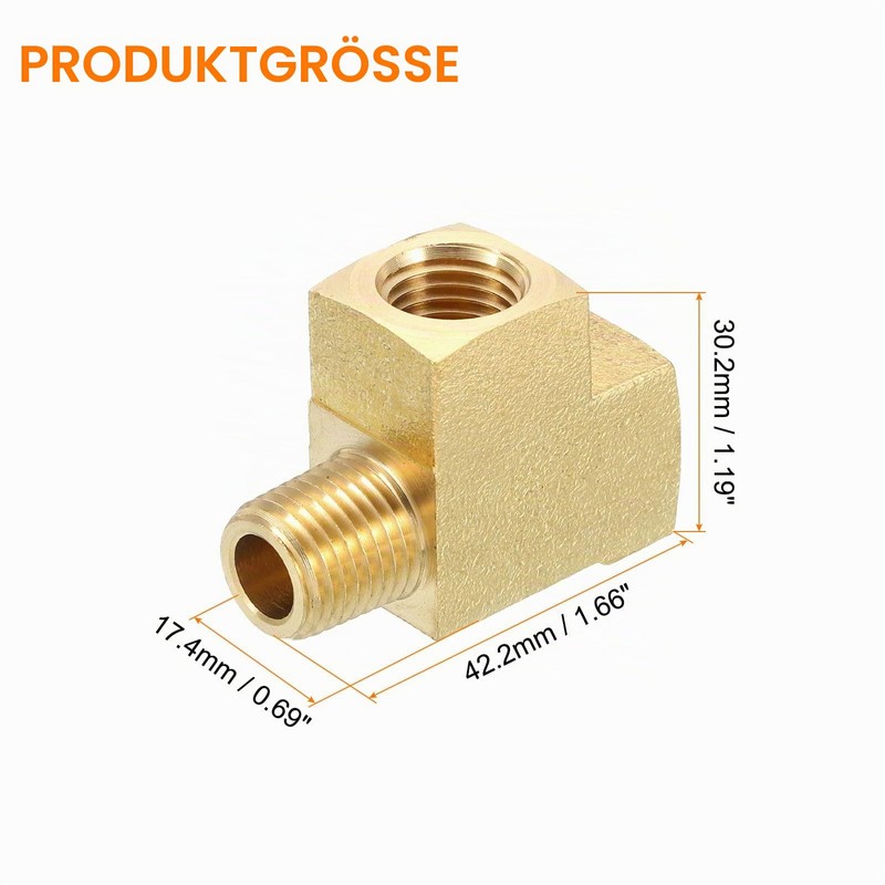 QUARKZMAN Brass T-Piece Pipe Fitting, 1/4 Inch x 1/4 Inch
