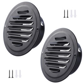 4 Inch Stainless Steel Vent Round Black Soffit Vent Cover Vent Flat Duct Vent with Built-in Fine Mesh for Kitchen,Garage, Bathroom, Office and Warehouse Ventilation(Black 2pcs)