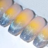 Blue Lemon Handmade Nail Tip Reflective Magnet Gel Gradient -