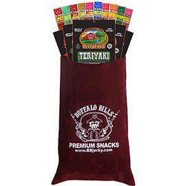 Buffalo Bills 15-Pc Beef Jerky & Beef Stick Sampler Burgundy Velour Wine Gift Bag (15 mixed packs)