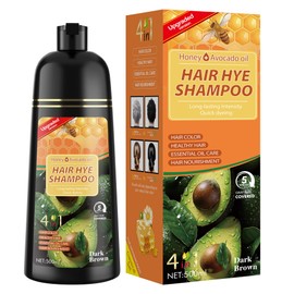 Hair Dye Shampoo 3 in 1 for Women & Men 100% Gray Hair Coverage - Herbal Ingredients Natural Plant Hair Color - Hair Dye in Minutes 500ML （Dark Brown）