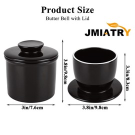 JMIATRY Butter Keeper Crock, Ceramic Butter Container for Fresh Spreadable Butter, Black