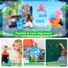 GraceDuck GraceDuck Magnetic Building Blocks 150 PCS Build Castle Complex for Kids Toy, Magnetic Cubes Tiles Sensory STEM Toys for Toddlers, Birthday Gift for 3 4 5 6 7 8 9 10 11 12 Year Old Boys Girls