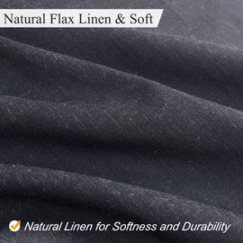 Linen Shower Curtain, Rustic Boho Farmhouse Style Curtains for Bathroom, Cotton Blend Water Resistant Fabric Shower Curtain with Stainless Steel Hooks, Ombre Black, 72 x 72 Inch