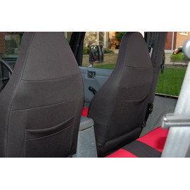 GEARFLAG Custom-Fit Neoprene Seat Covers for Wrangler TJ 1997-2002 - Full Set (Front and Rear) - Red/Black