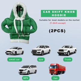 Kewucn Car Shift Knob Hoodie, Funny Shirt Sweater Gear Shift Knob, Auto Shifter Stick Protector Cover, Universal Interior Vehicle Decor Accessories for Women Men (Christmas Green)