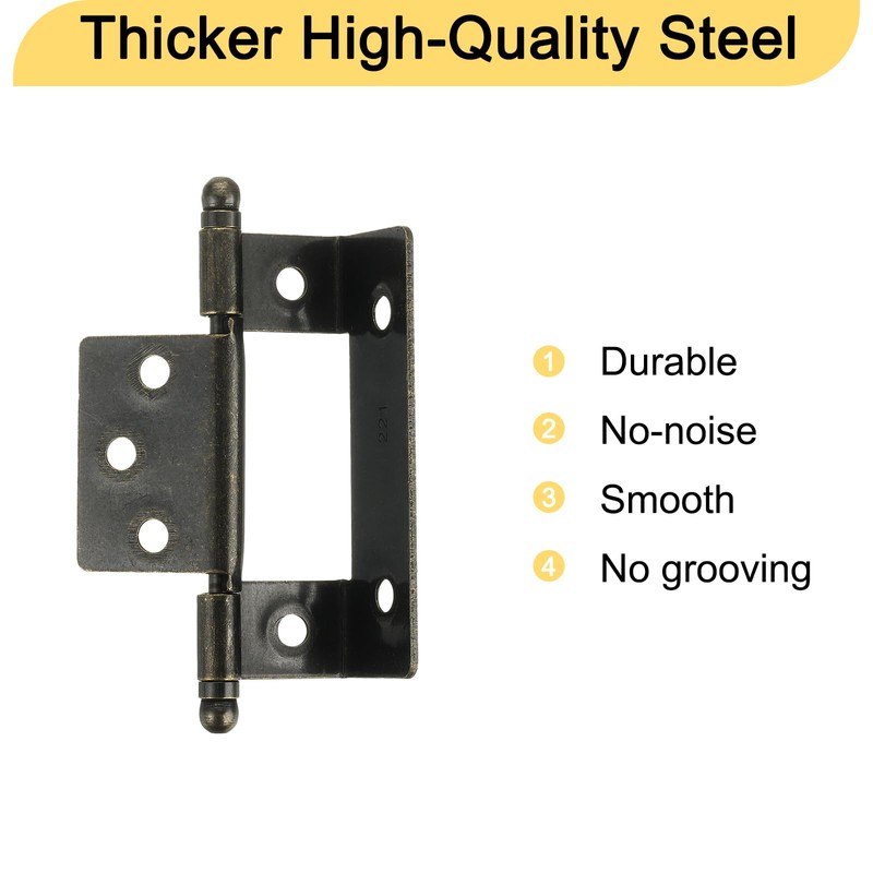 sourcing map 6Pcs Cabinet Hinges Full Inset, 3.4x0.7Inch Partial Wrap